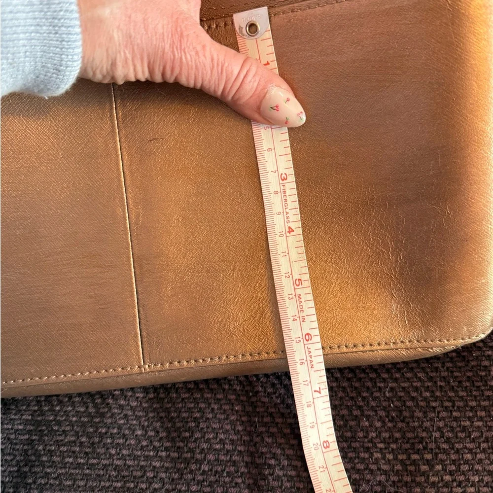 henri bendel Metallic Brown Leather Briefcase Tote
